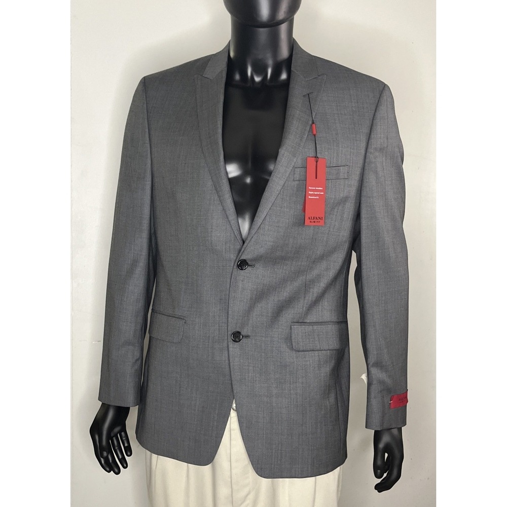 Alfani  Grey Slim Fit NWT  Stretch Suit Jacket  Blazer  40 R MSRP $360